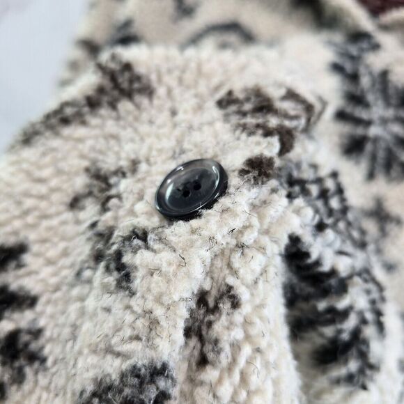 True Grit Womens Small Fleece Snowflake Teddy Sherpa Shirt Jacket Vtg Shacket - Picture 8 of 11